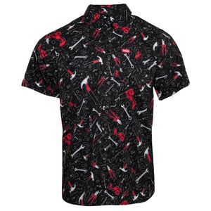 Dixxon Flannel Co The Handyman Party Shirt Mens XS Black Red Tool Print NIB
